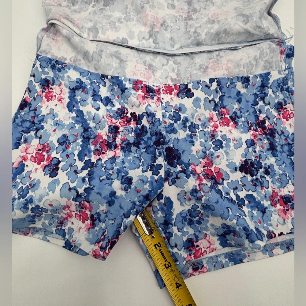 Crown & Ivy Blue and Pink Floral Mini Skirt